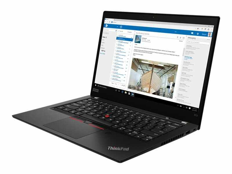 Laptop Lenovo ThinkPad X13 otwarty, widok przód lekko obrócony