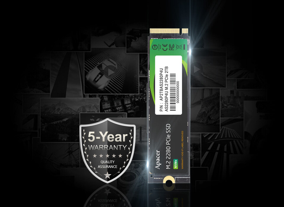 Dysk SSD Apacer AS2280P4U 1TB M.2 AP1TBAS2280P4U-1 informacja o 5-letniej gwarancji