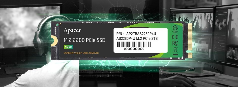 Dysk SSD Apacer AS2280P4U 256GB M.2 AP256GAS2280P4U-1 dysk na tle gracza