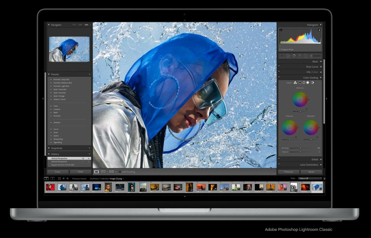 Laptop Apple MacBook Pro MK183ZE/A 16-calowy 512GB Space Grey odpalony program Adobe Photoshop Lightroom Classic