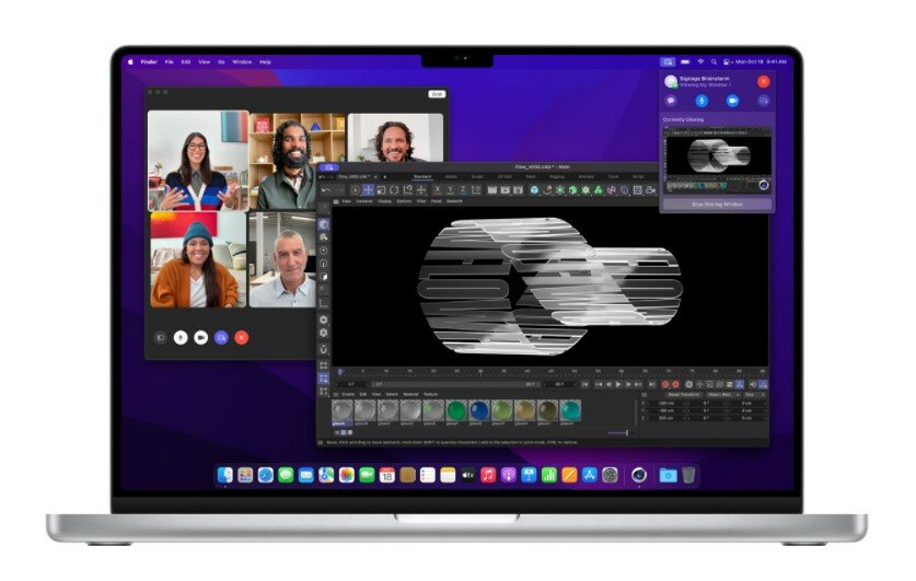 Laptop Apple MacBook Pro 16-calowy M1 Max 1TB Silver udostępnianie ekranu podczas FaceTime