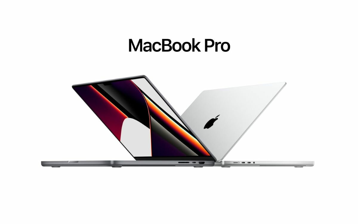 Notebook Apple MacBook Pro Apple M1 Max dwa rozchylone notebooki przód i tył