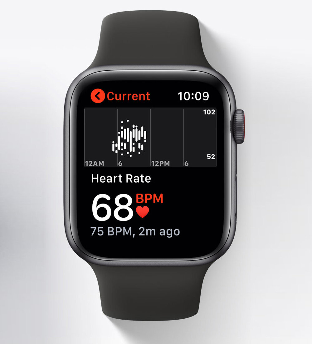 Smartwatch Apple Watch SE 44 CEL-PRO przodem w czarnym kolorze