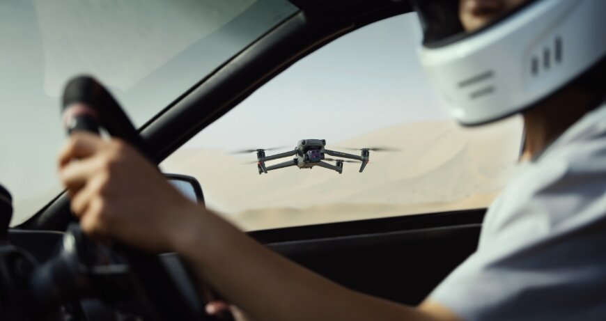 Dron DJI Mavic 3 Cine Premium Combo nagranie kierowcy podczas jazdy