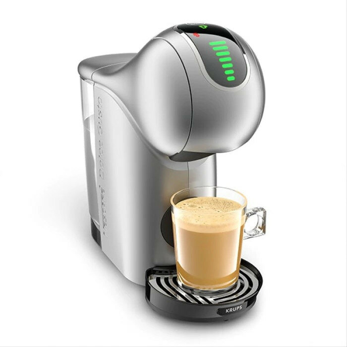 Ekspres do kawy KRUPS® KP440E NESCAFÉ® Dolce Gusto® GENIO S TOUCH eskspes po zrobieniu kawy, wyświetlacz sygnalizujący pracę urządzenia