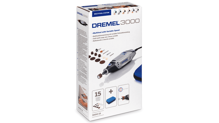 Multiszlifierka Dremel 3000-15 9w1 w pudełku od przodu