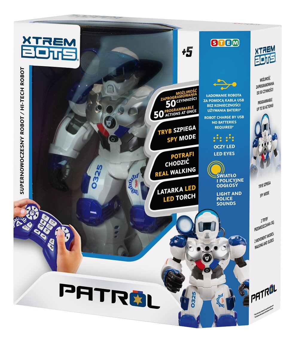 Robot do programowania XTREM Bots – Patrol Bot BOT380972 w opakowaniu pod skosem
