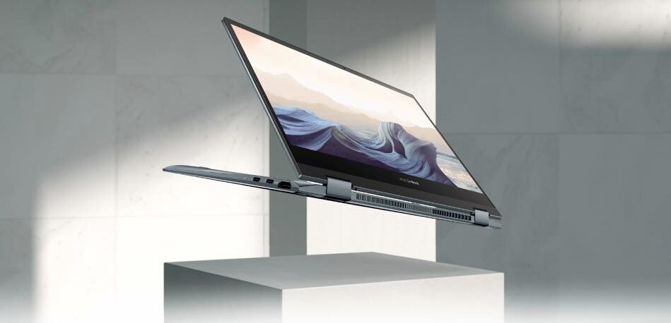 Laptop Asus ZenBook Flip 13 OLED UX363 UX363EA-HP521W złożony laptop pod skosem w prawo