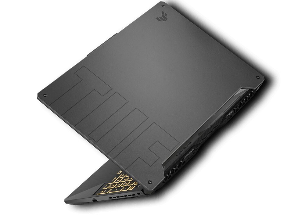 Laptop Asus TUF Gaming FX506 FX506HCB-HN200T widok na klapę laptopa pod skosem w lewo