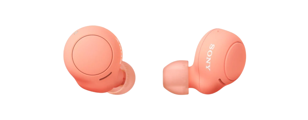 Słuchawki bezprzewodowe Sony WF-C500 Pomarańczowe z przodu i z boku