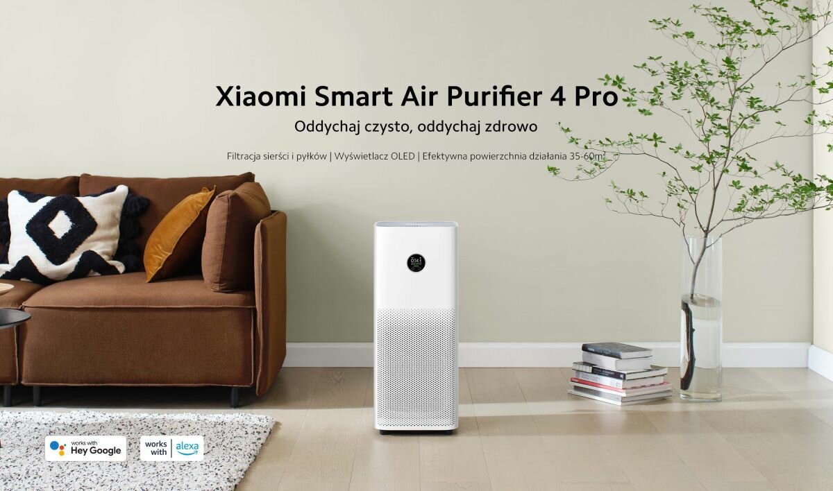 Oczyszczacz powietrza Xiaomi Mi Air Purifier 4 Pro w scenerii domowej
