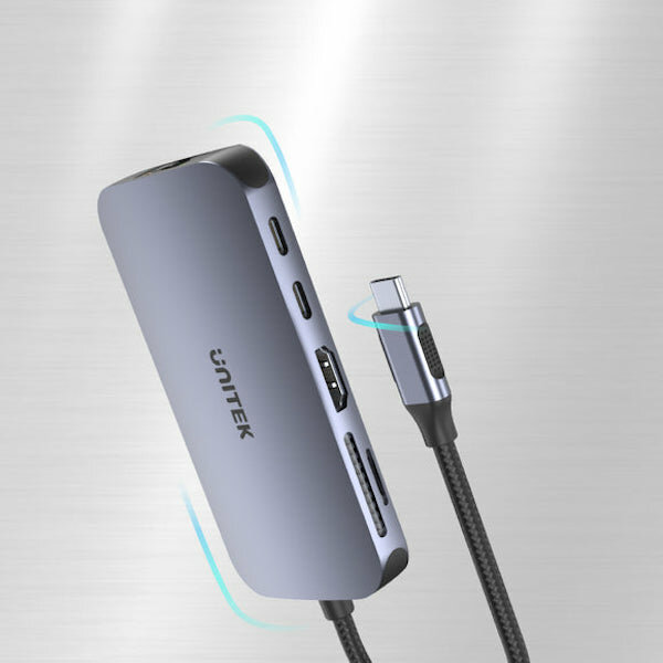 HUB USB Unitek N9+ D1071A USB-C widoczny bokiem