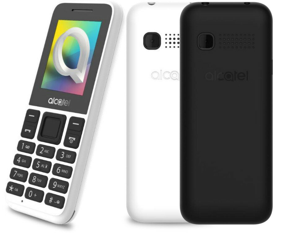 Smartfon Alcatel 1068 widok z obu stron biały i czarny