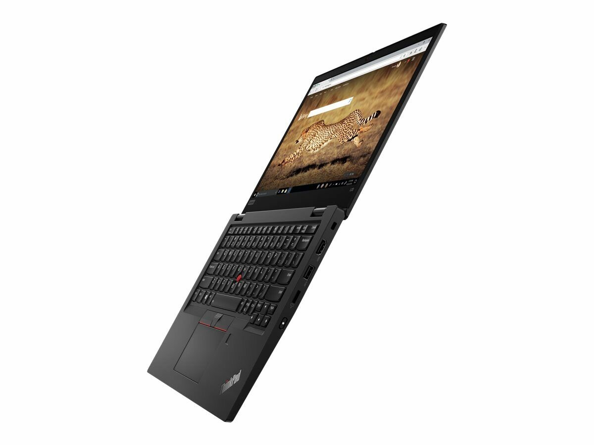 Laptop Lenovo ThinkPad L13 G2 (AMD) 21AB000HPB widok na rozłozony laptop lekko bokiem