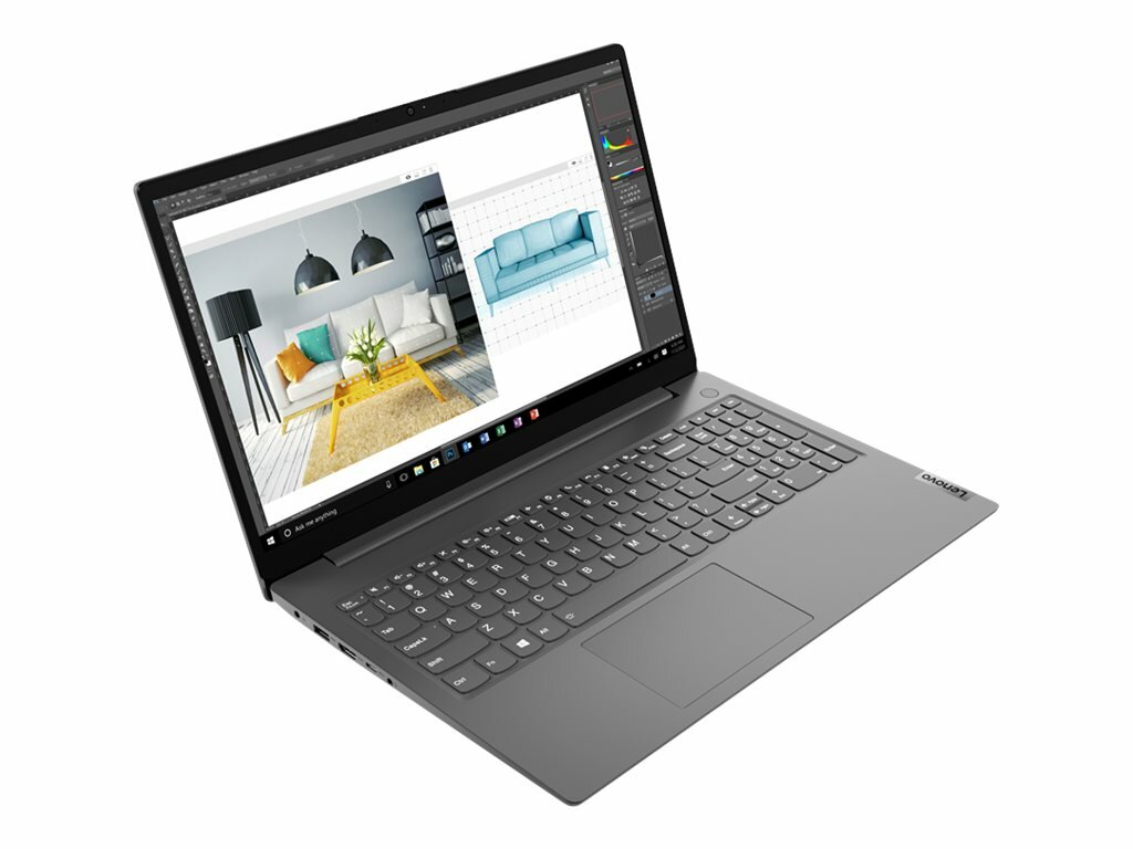 Laptop Lenovo V15 G2 82KB00NLPB otwarty widok bokiem na laptopa 
