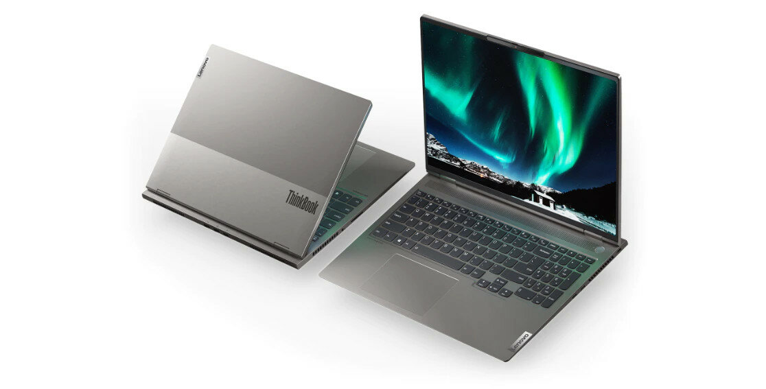 Laptop Lenovo ThinkBook 16p Gen 2 20YM002WPB otwarty, widok z dwóch stron