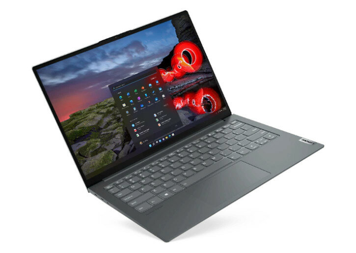 Laptop Lenovo ThinkBook 13x (20WJ0028PB) widok na przód laptopa lekko bokiem 