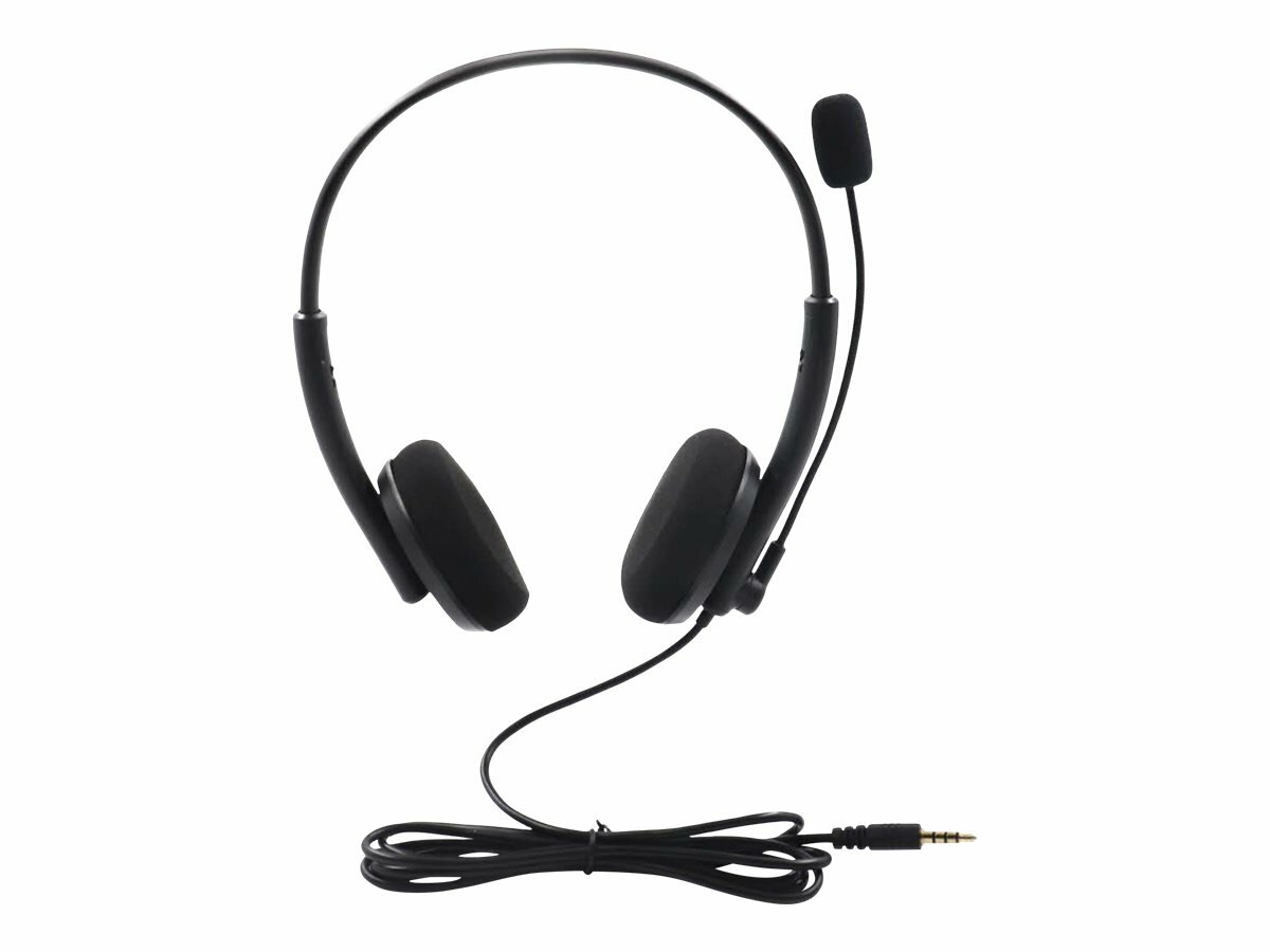Słuchawki nauszne Sandberg MiniJack Office Headset Saver czarne pokazane od przodu na białym tle
