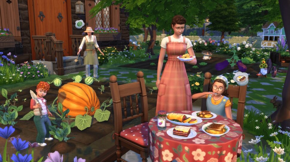 Dodatek do gry Electronic Arts The Sims 4 Wiejska sielanka na PC pokazane różne aktywności w grze