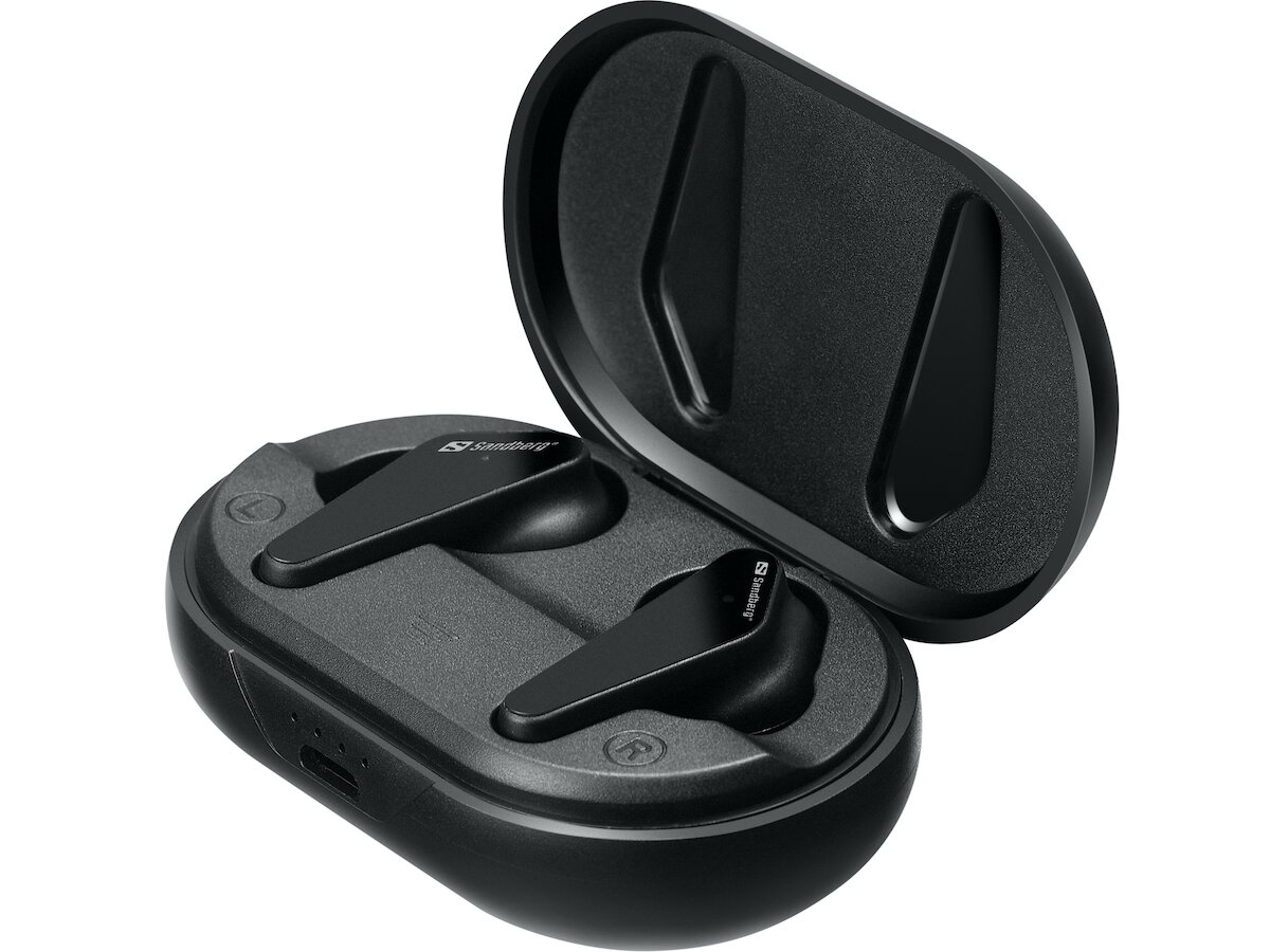 Słuchawki bezprzewodowe Sandberg Earbuds Touch Pro znajdujące się w etui