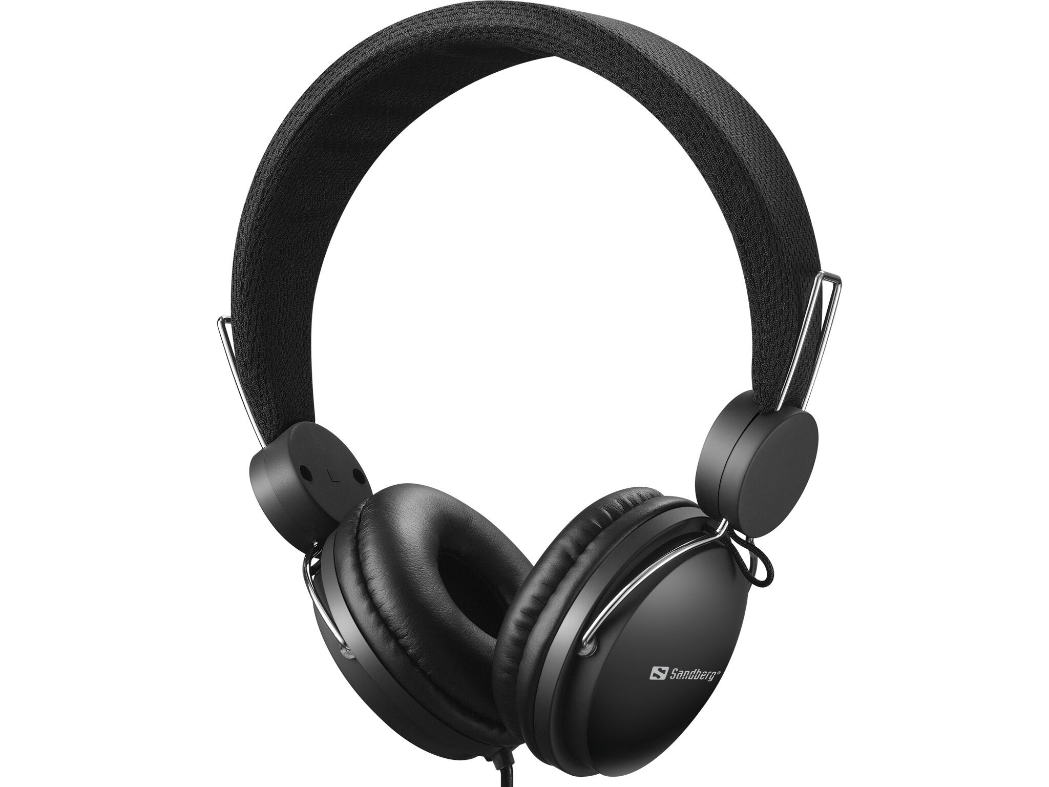 Zestaw słuchawkowy Sandberg Headset z mikrofonem liniowym czarny od frontu na białym tle