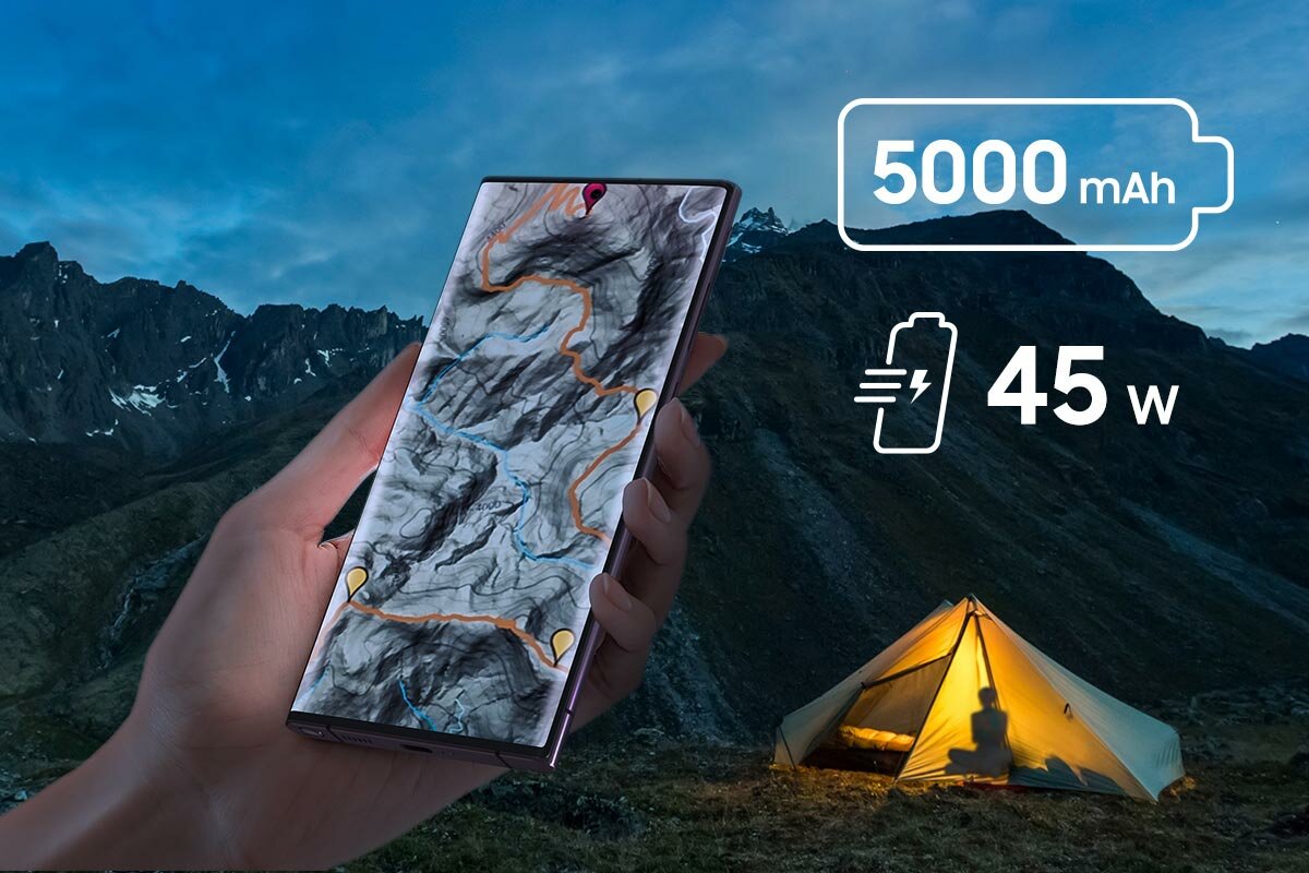 Smartfon Samsung Galaxy S22 Ultra 8GB/128GB burgundowy bateria 4500 mAh z ultraszybkim ładowaniem 45 W