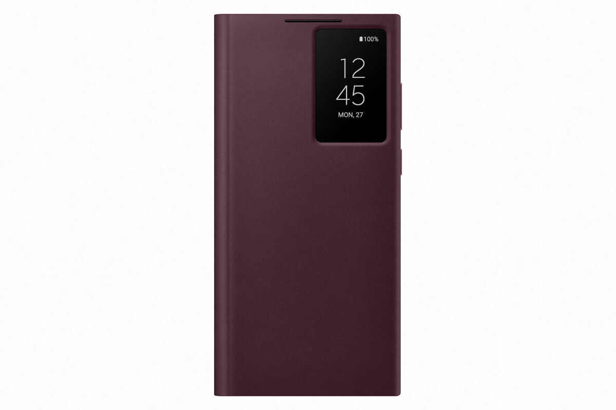 Etui Samsung Smart Clear View Cover (EE) do Galaxy S22 Ultra Burgundy EF-ZS908CEEGEE frontem