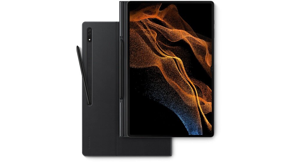 Etui Samsung Book Cover EF-BX900PBEGEU widok na etui z przodu oraz z tyłu tableta