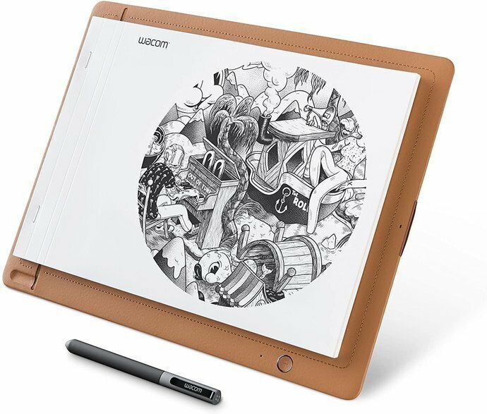 Tablet graficzny Wacom Sketchpad Pro po skosie na białym tle