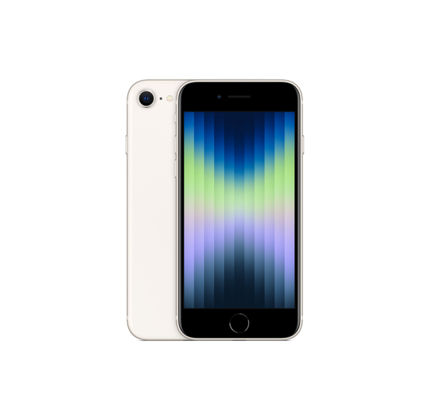 Smartfon Apple iPhone SE 256GB księżycowa poświata z przodu i z tyłu
