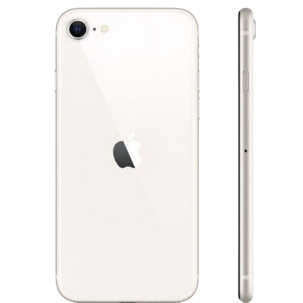 Smartfon Apple iPhone SE 256GB księżycowa poświata widok na przód oraz bok