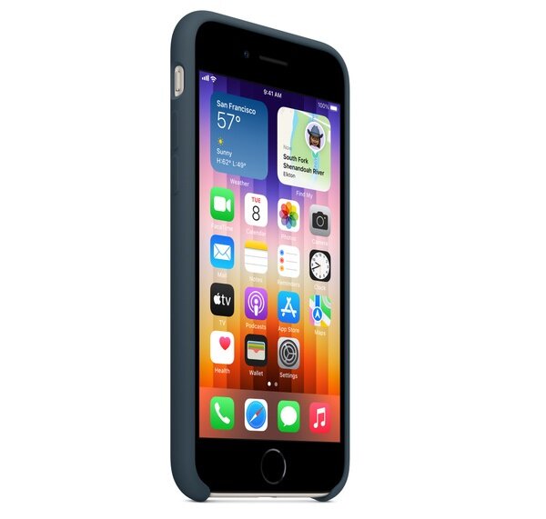 Etui ochronne Apple iPhone SE Silicone Case (błękitna toń) - założone na smartfon