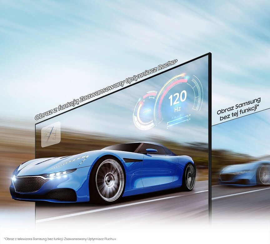 Telewizor Samsung QN85B Neo QLED 4K - samochód wyjeżdzający z ekranu