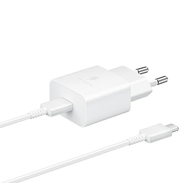 Ładowarka sieciowa Samsung EP-T1510XW 15W Fast Charge + kabel USB-C/USB-C biała ładowarka i kabel