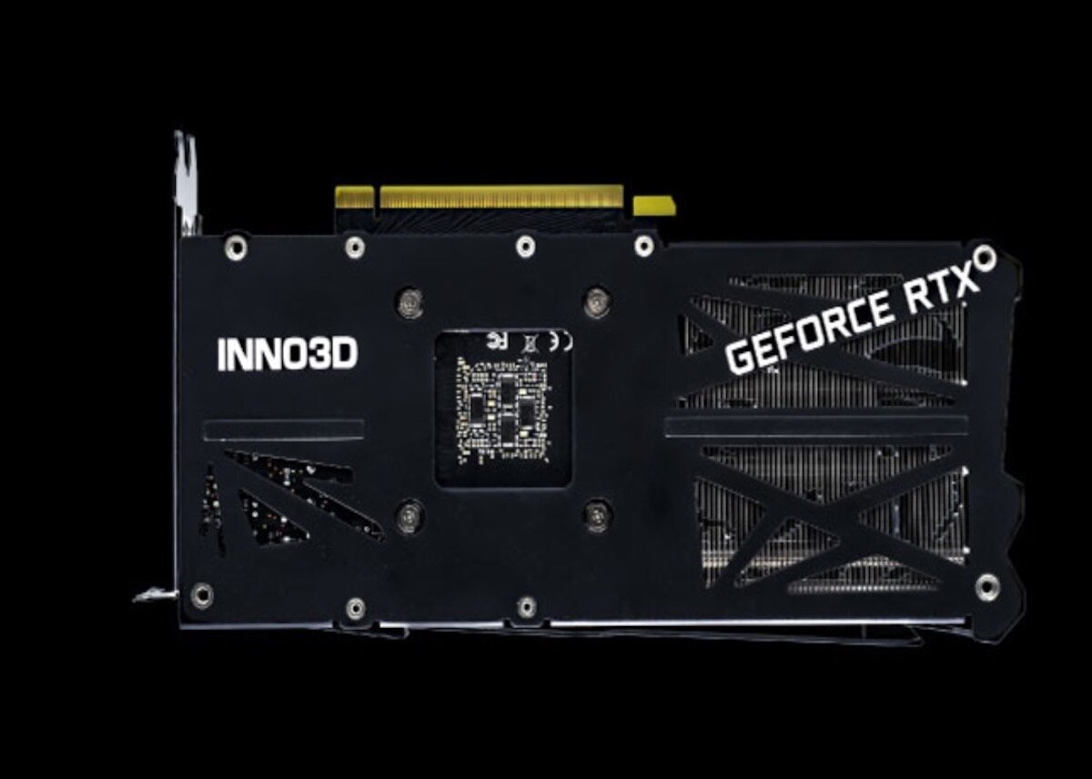 Karta graficzna INNO3D GeForce RTX 3060 Twin X2 12GB widoczna od dołu