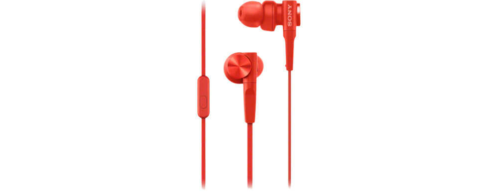 Słuchawki Sony MDR-XB55APR Extra Bass czerwone wygląd słuchawek z różnych stron