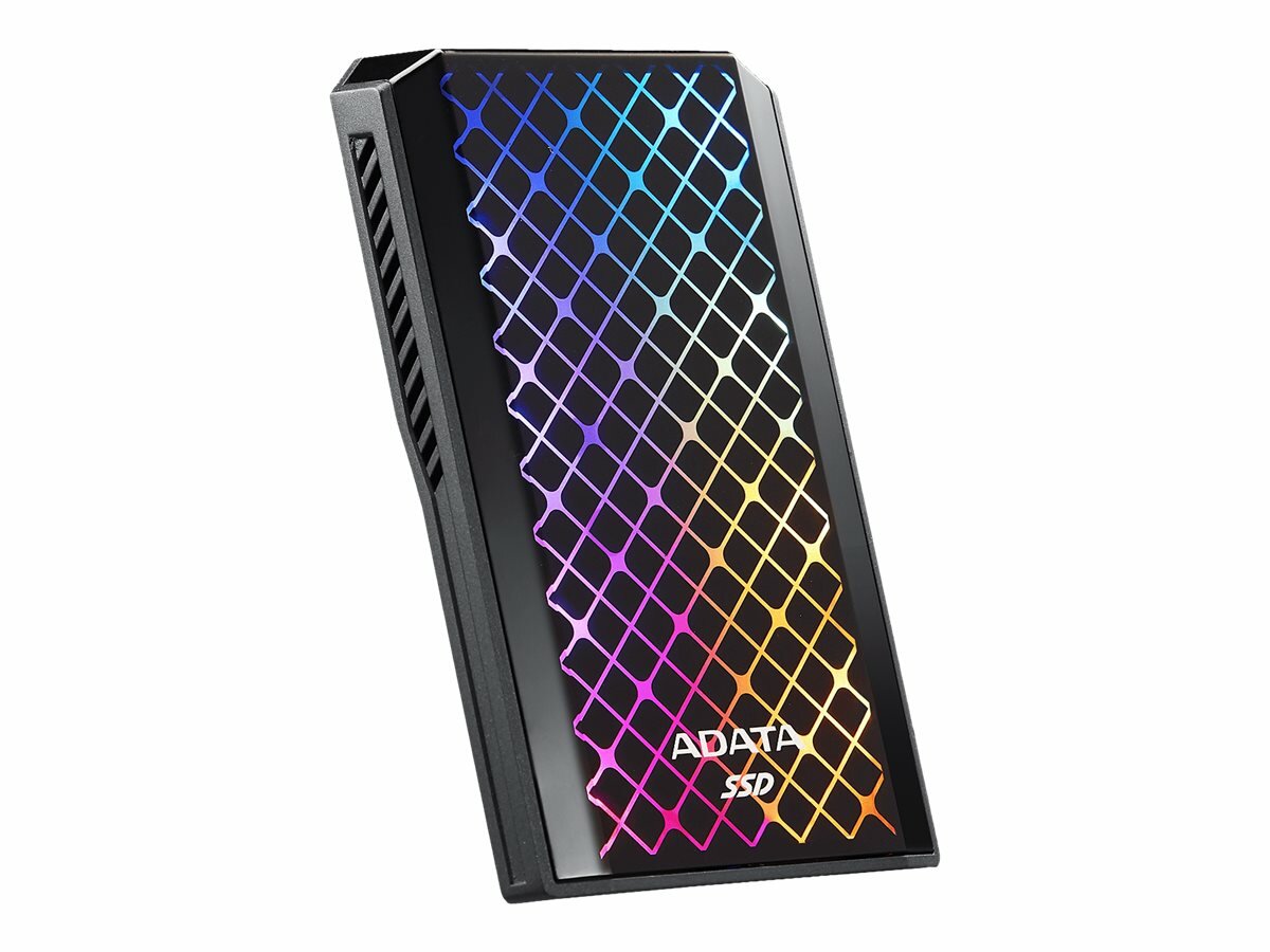 Dysk zewnętrzny Adata SSD External SE900 512 GB widoczny bokiem w pionie