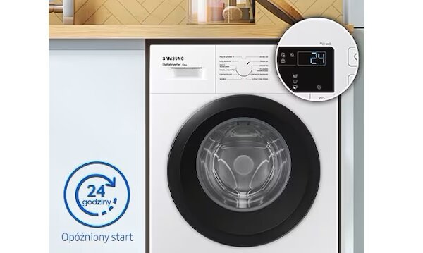 Pralka Samsung WW60A3120BE grafika przedstawiająca pralkę od frontu ze zbliżeniem na ekran