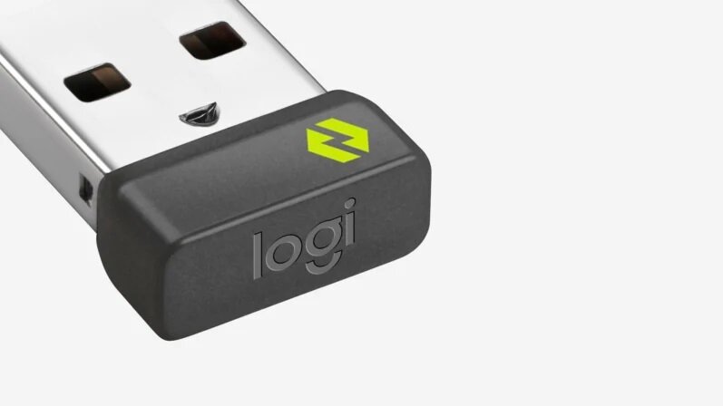 Odbiornik USB Logitech Logi Bolt bluetooth widok pod skosem
