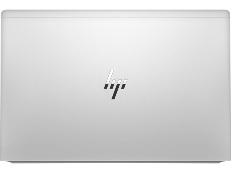 Laptop HP EliteBook 640 G9 i5-1235U 16/512GB 14 srebrny od góry zamknięty z logo na białym tle