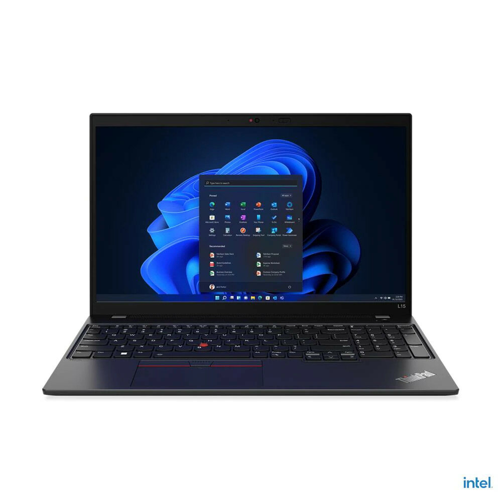 Laptop Lenovo ThinkPad L15 G3 i5-1235U 15.6'' pokazany rozłożony laptop od frontu