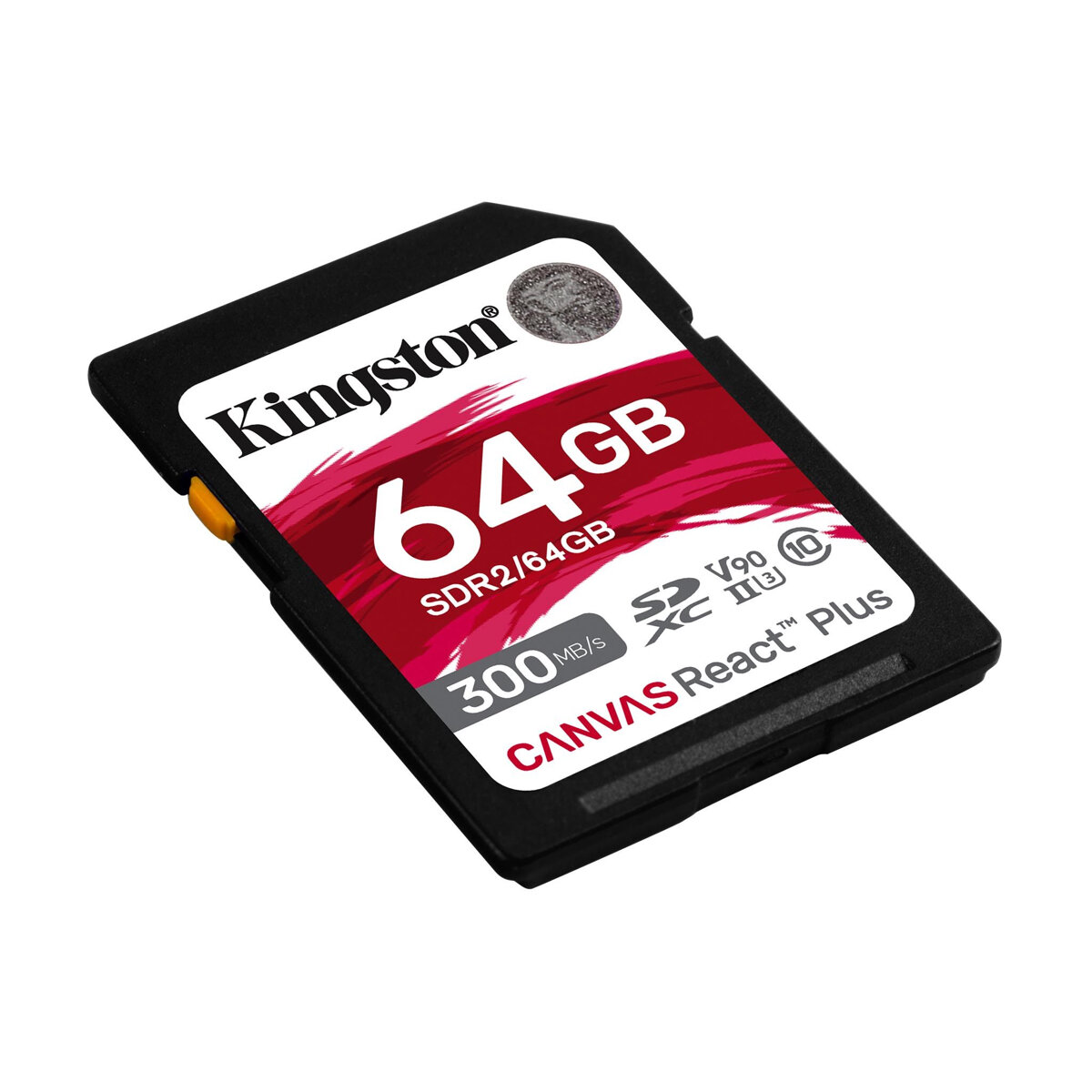 Karta pamięci SD Kingston Canvas React Plus 64GB po skosie w lewo