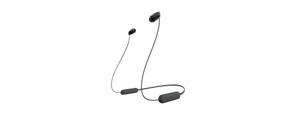 Słuchawki Sony WI-C100B czarne pokazane słuchawki w całości