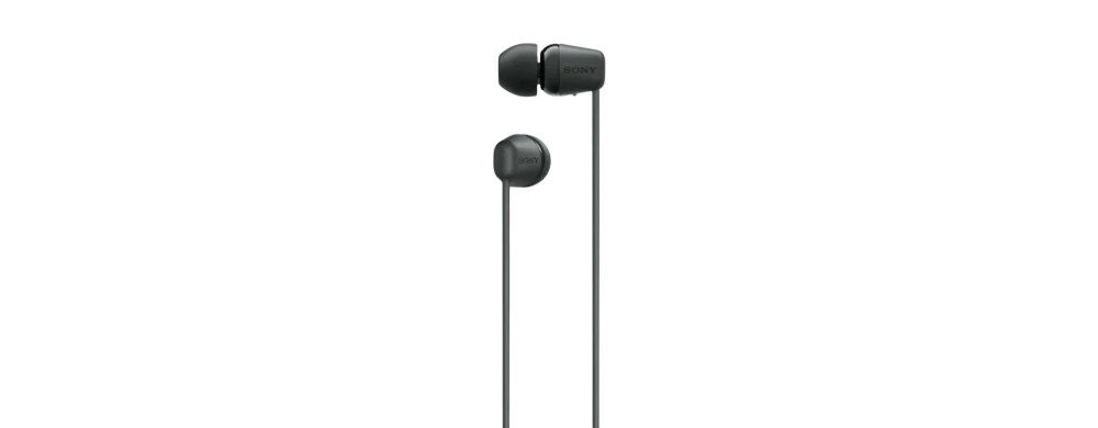 Słuchawki Sony WI-C100B czarne pokazane słuchawki tyłem i bokiem