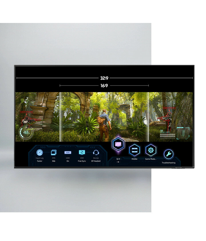 Telewizor Samsung QE50QN91AAT 50' pokazany panel gracza na telewizorze