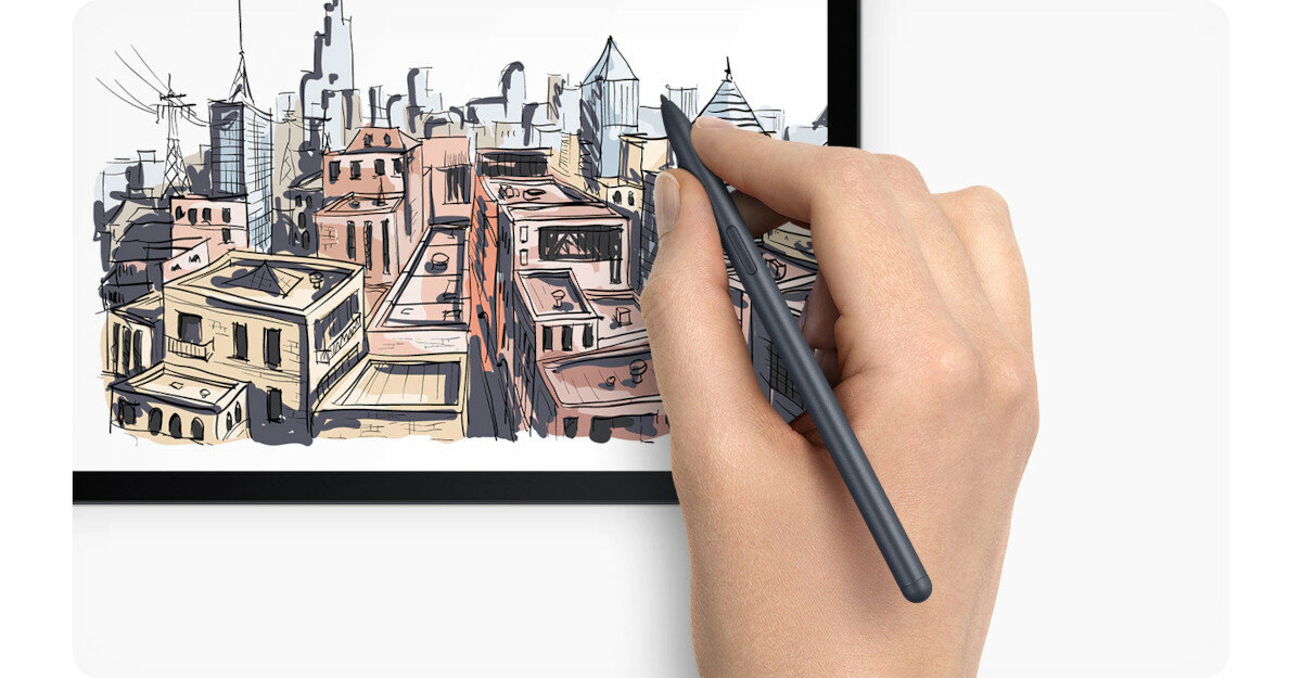 Rysik Samsung S Pen do Galaxy Tab S7 FE EJ-PT730BSEGEU srebrny pokazany rysik do rysowania na tablecie