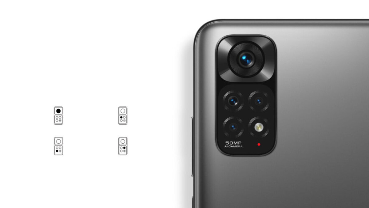 Smartfon Redmi Note 11 4/128 niebieski zmierzch pokazane obiektywy telefonu