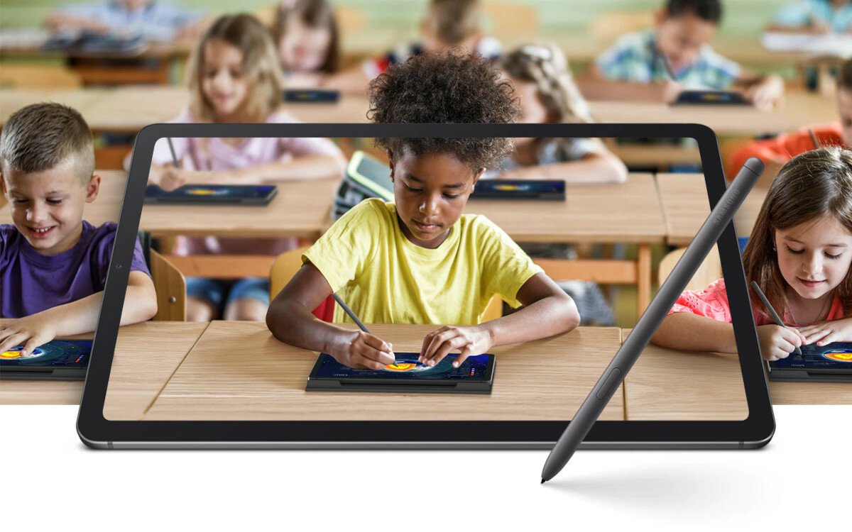 Tablet Samsung Galaxy Tab S6 Lite LTE P619 szary dziecko rysujące na tablecie