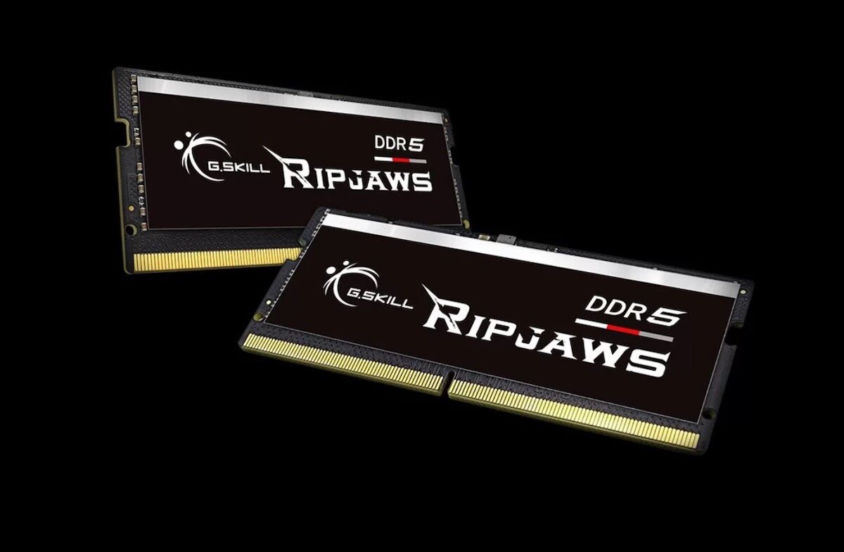 Pamięć RAM G.Skill Ripjaws 5 SODIMM DDR5-4800 dwa moduły widoczne pod skosem