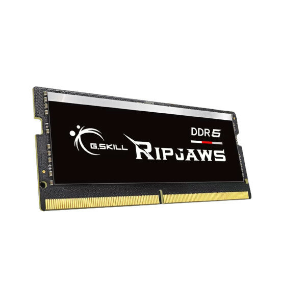 Pamięć RAM G.Skill Ripjaws 5 SODIMM DDR5-4800 widoczny pod skosem lewym bokiem